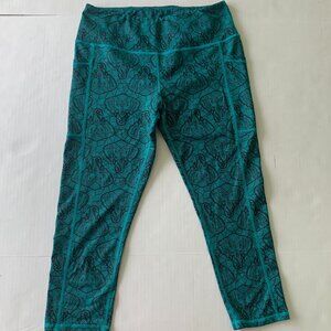 Constantly Varied Gear Elephant Print Cropped Leggings Womens M Green Athletic